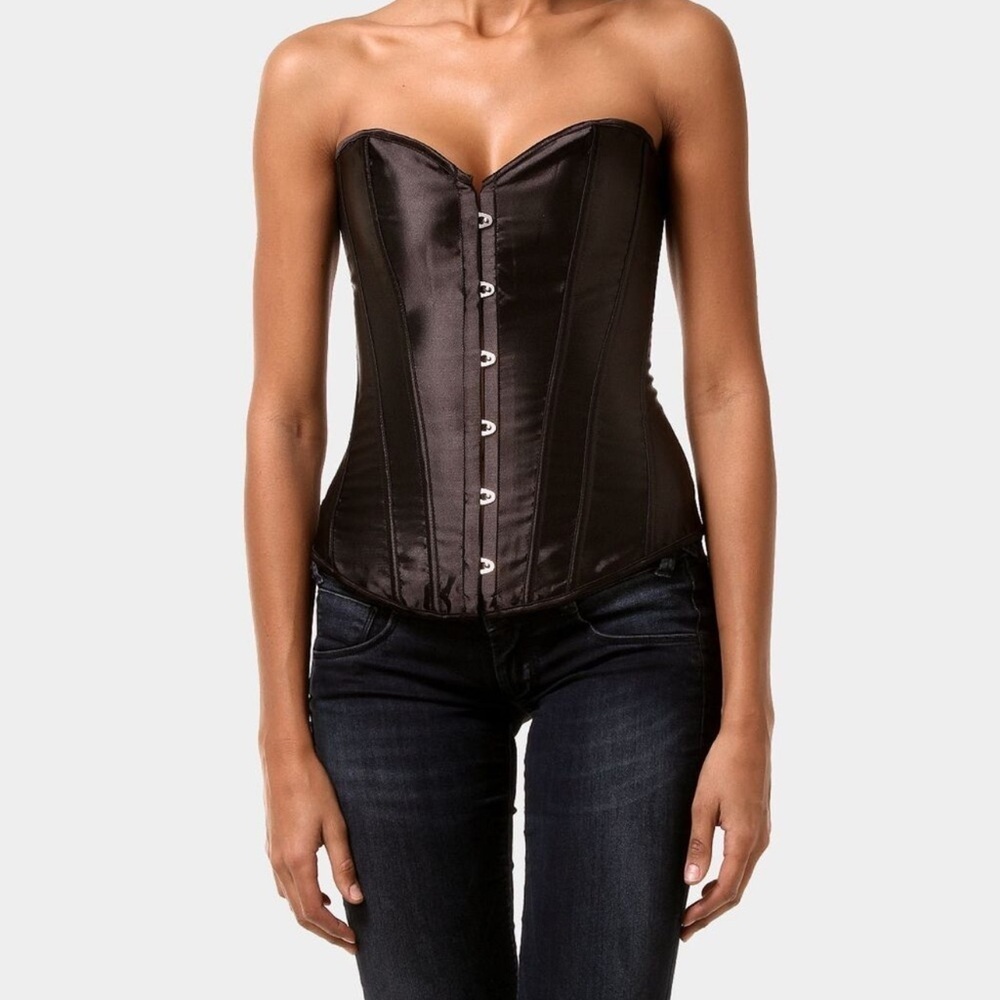 Boutique Womens Black Lace Back Strapless Corset Bustier Small - Picture 3 of 8